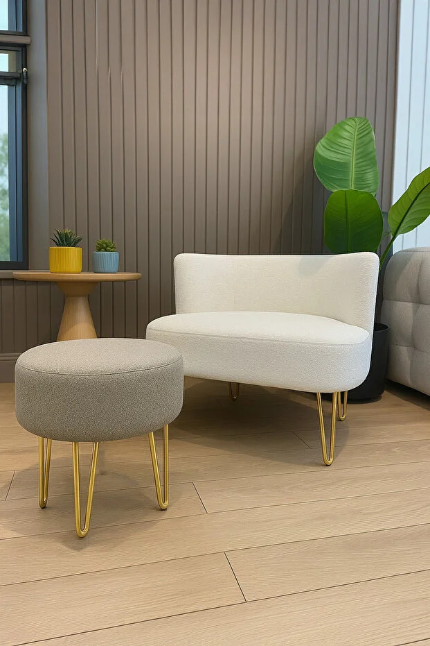 Elegance 2'li Çay Seti Berjer Ve Puf Takımı